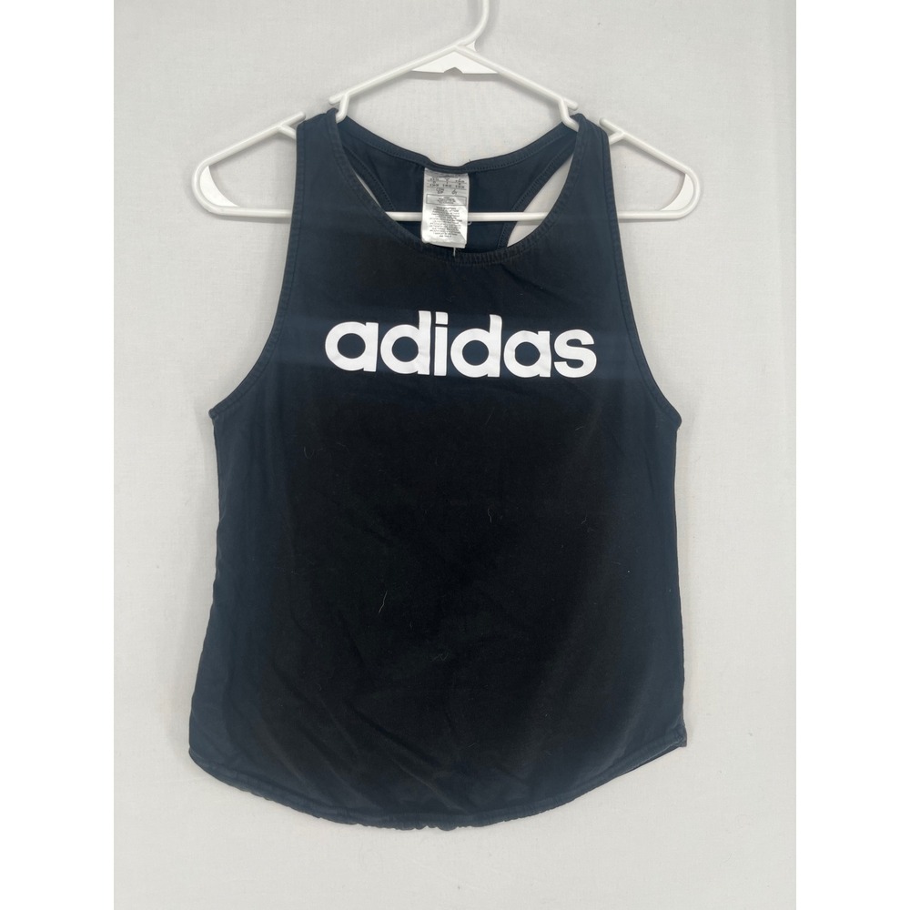 Adidas Womens Racerback Tank Top Black White Logo Activewear Size Small 3207